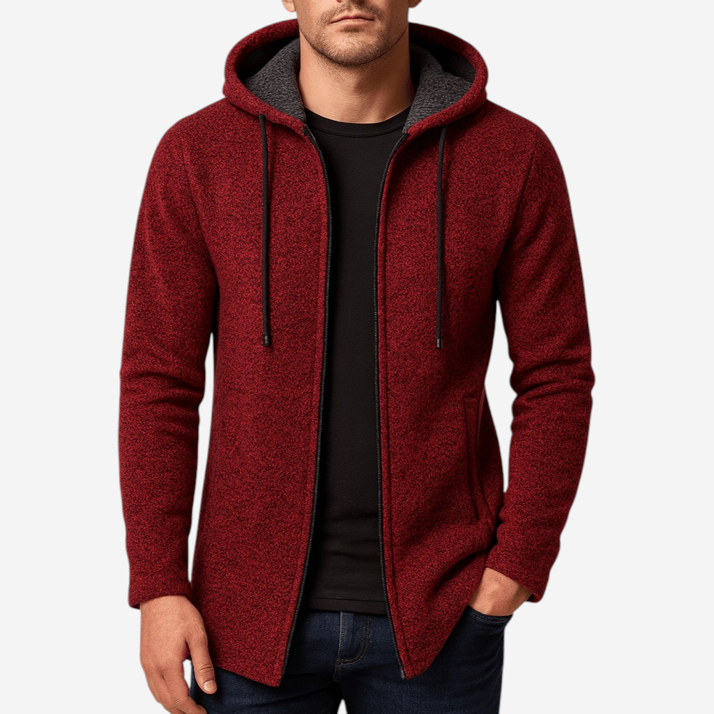 Womens Chenille Hooded Cardigan Relaxed Fit