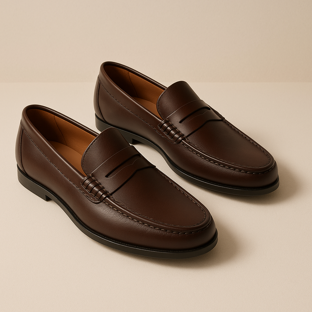 Mens Leather Slip-On Loafers Classic Fit