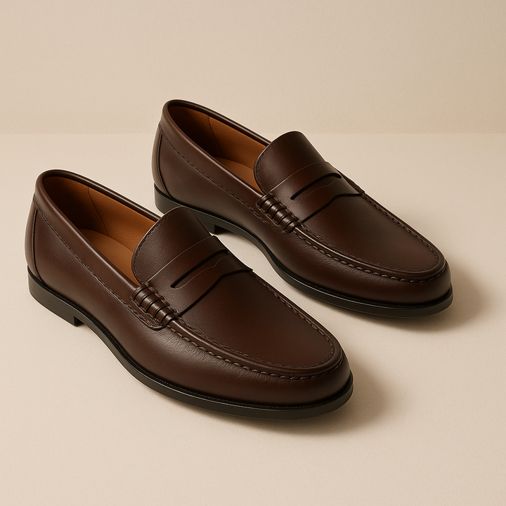 Mens Leather Slip-On Loafers Classic Fit