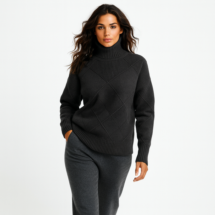 Womens Turtleneck Knit Sweater Long Sleeve