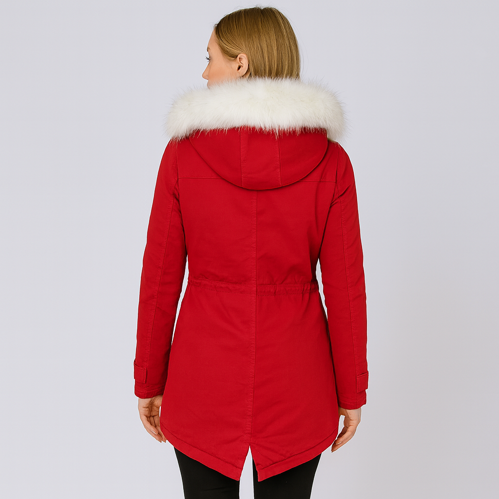 Womens Rain-Repellent Parka Jacket with Hood Fitted Style