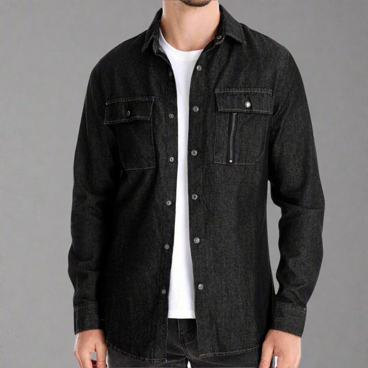 Mens Denim Shirt Casual Fit with Pockets - BritishMode