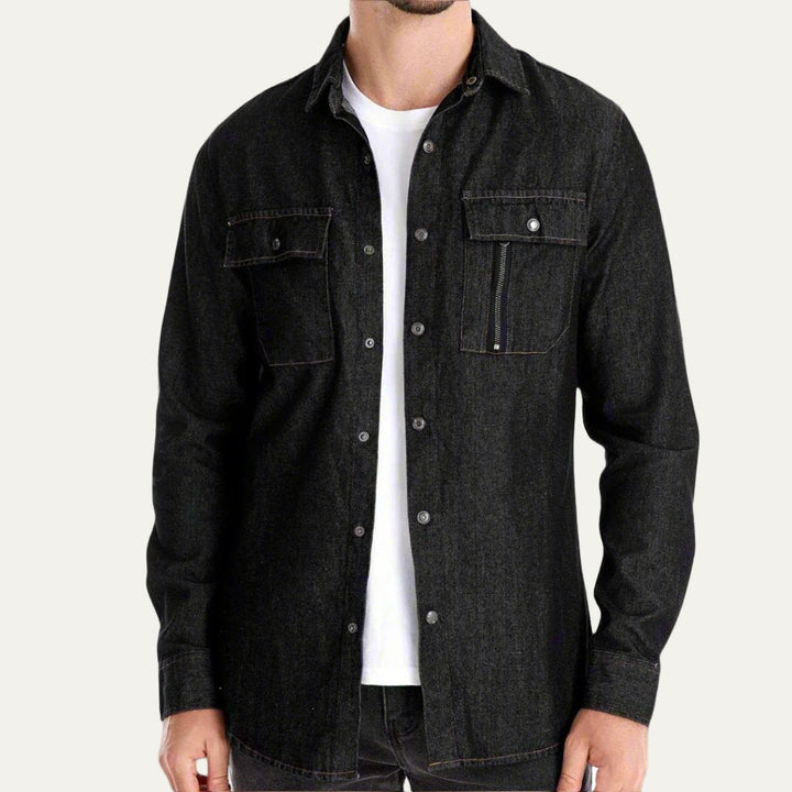 Mens Denim Jacket Heavy Twill Button Front - BritishMode