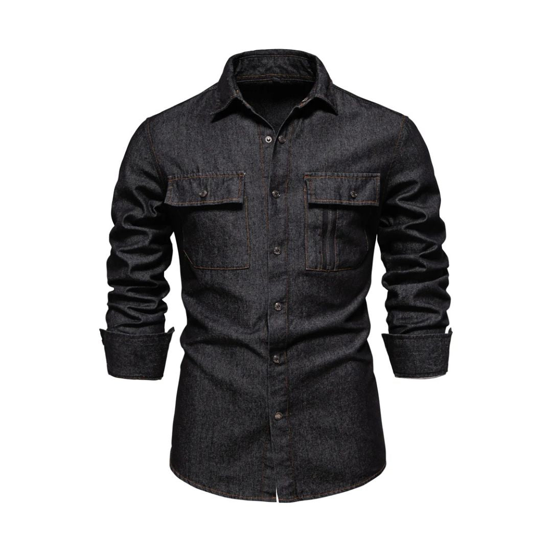 Mens Denim Shirt Casual Fit with Pockets