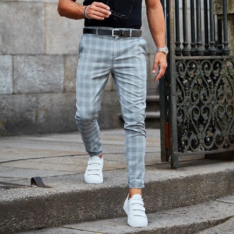 Mens Chinos Breathable Blend Checked Pattern Flexible Fit