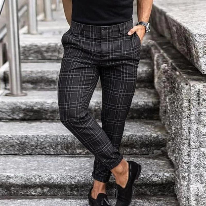 Mens Chinos Breathable Blend Checked Pattern Flexible Fit