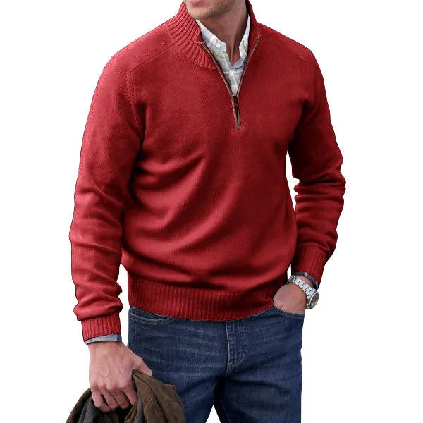 Mens Quarter Zip Pullover with Shoulder Seam Detail