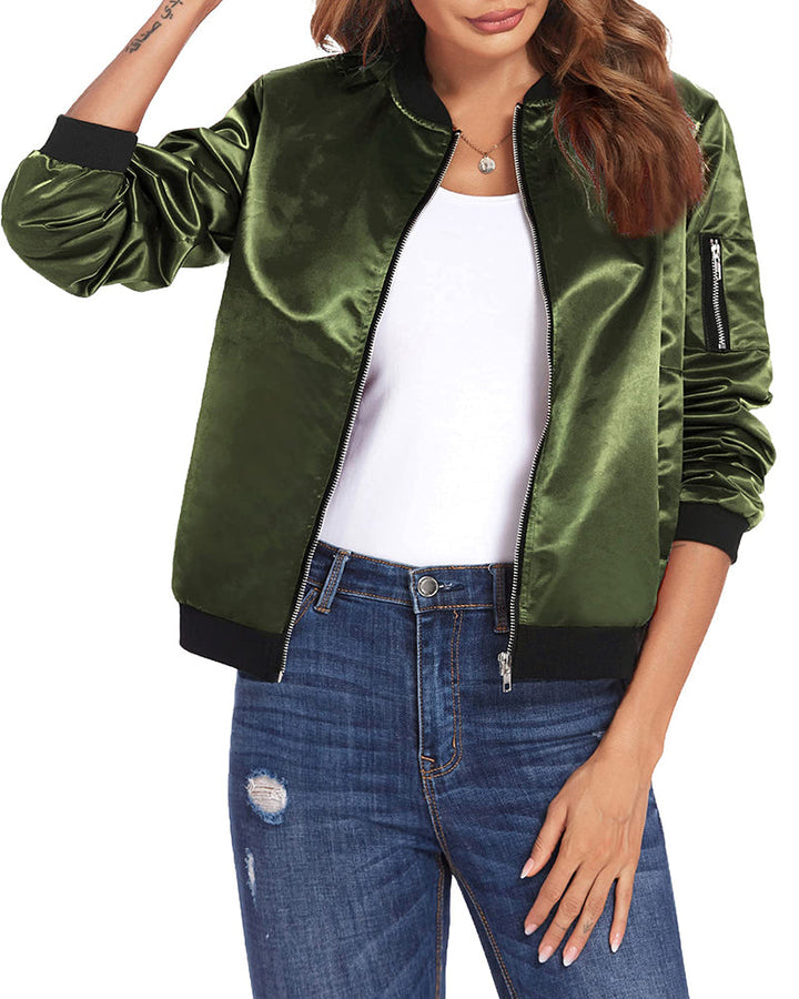 Womens Bomber Jacket Slim Fit Casual