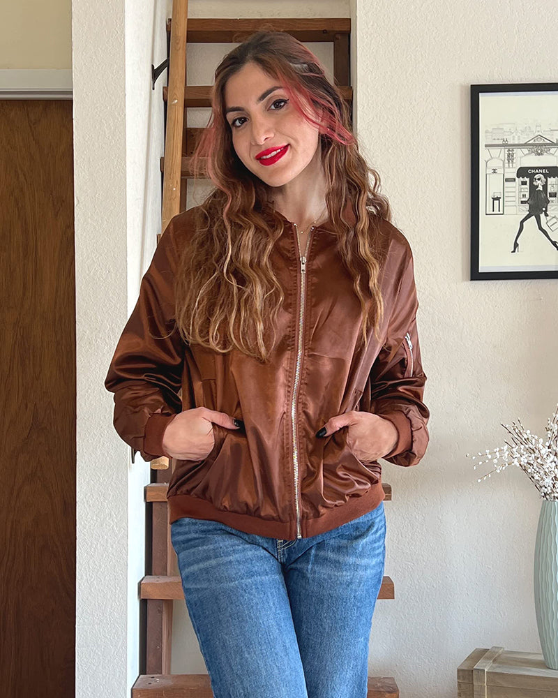 Womens Bomber Jacket Slim Fit Casual