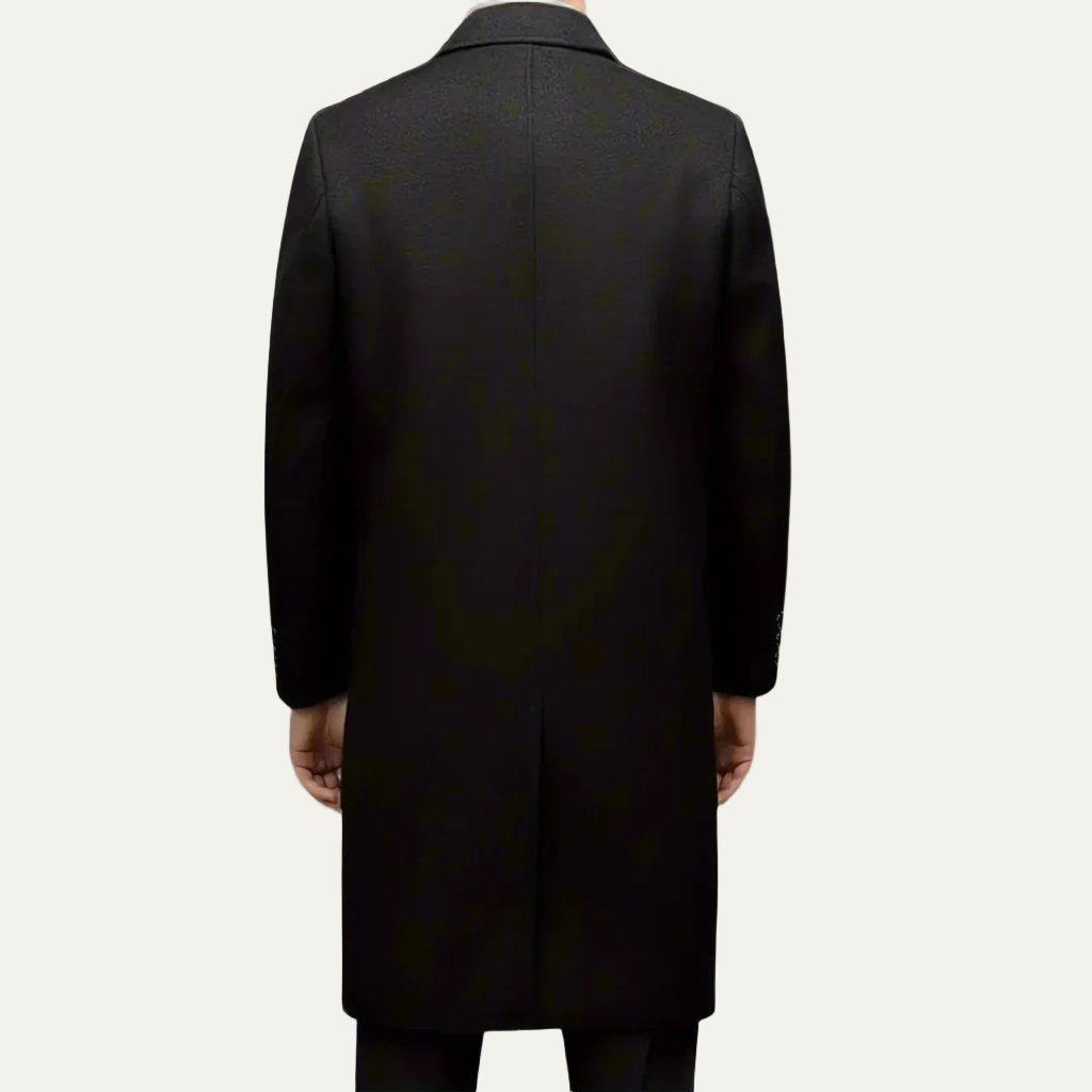 Mens Wool Long Single-Breasted Topcoat Classic Fit