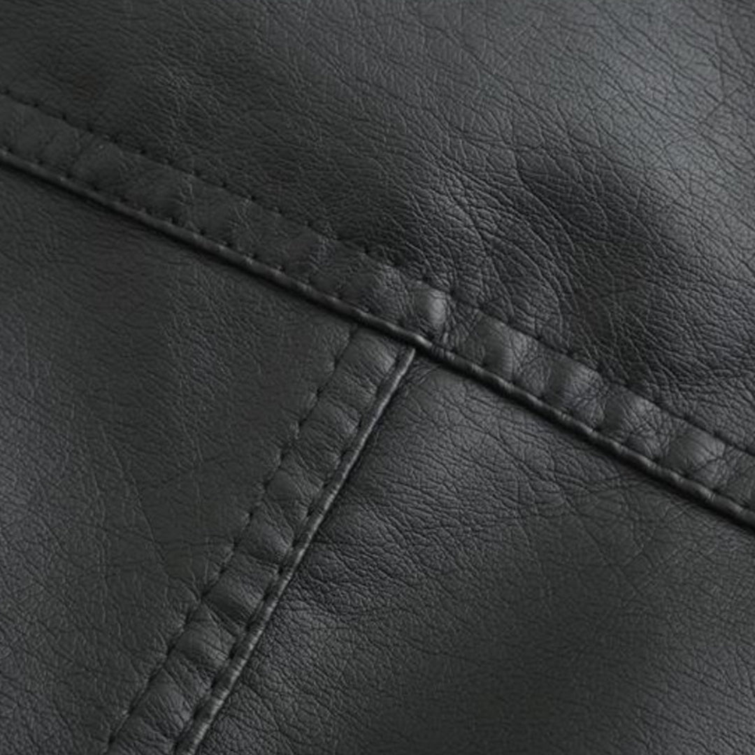 Womens PU Leather Jacket Stand-Up Collar Slim Fit