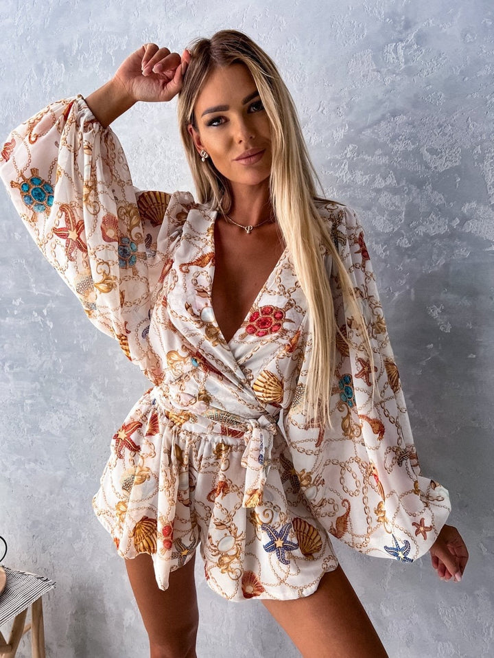 Womens Two-Piece Shorts and Top Set Floral Print