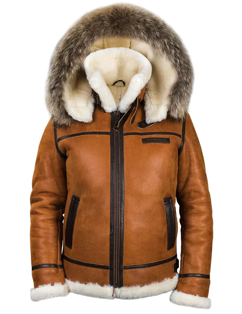 Womens Coat with Fur Trim Hood Thick Insulated Warm Fit