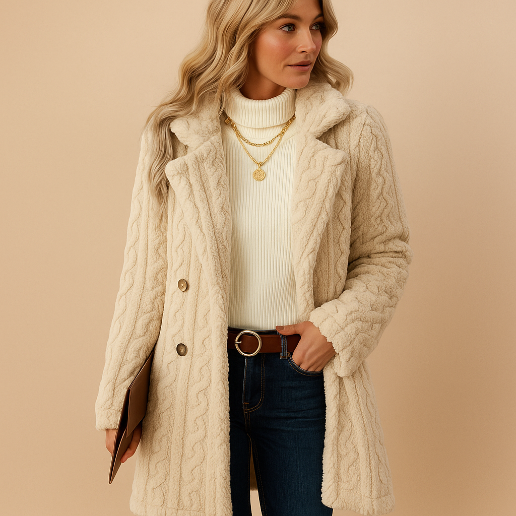 Womens Coat Polyester Blend Structured Silhouette Warm Lining - BritishMode