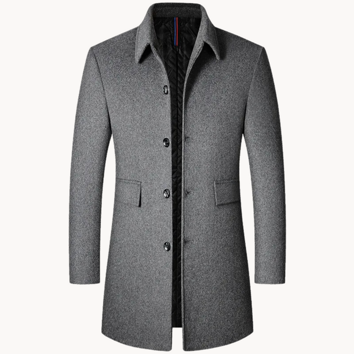 Womens Long Coat Blend Fabric Structured Fit for Layering - BritishMode