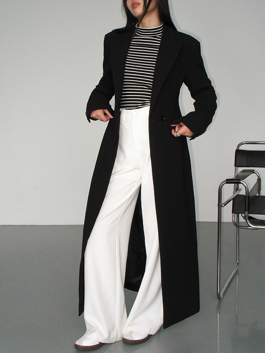 Womens Blazer Coat with Chic Collar and Pockets