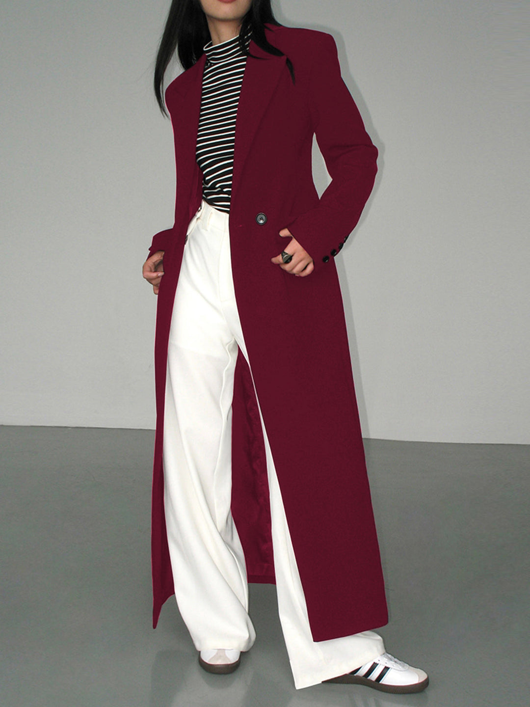 Womens Blazer Coat with Chic Collar and Pockets