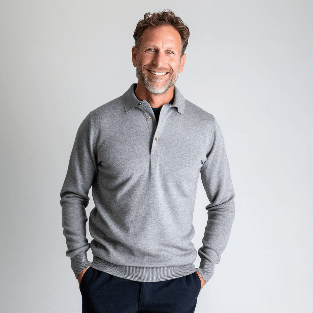 Mens Polo Sweater Wool Blend Classic Fit - BritishMode