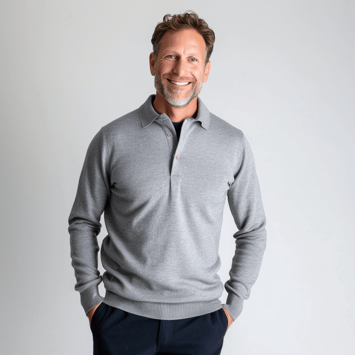 Mens Polo Sweater Wool Blend Classic Fit - BritishMode