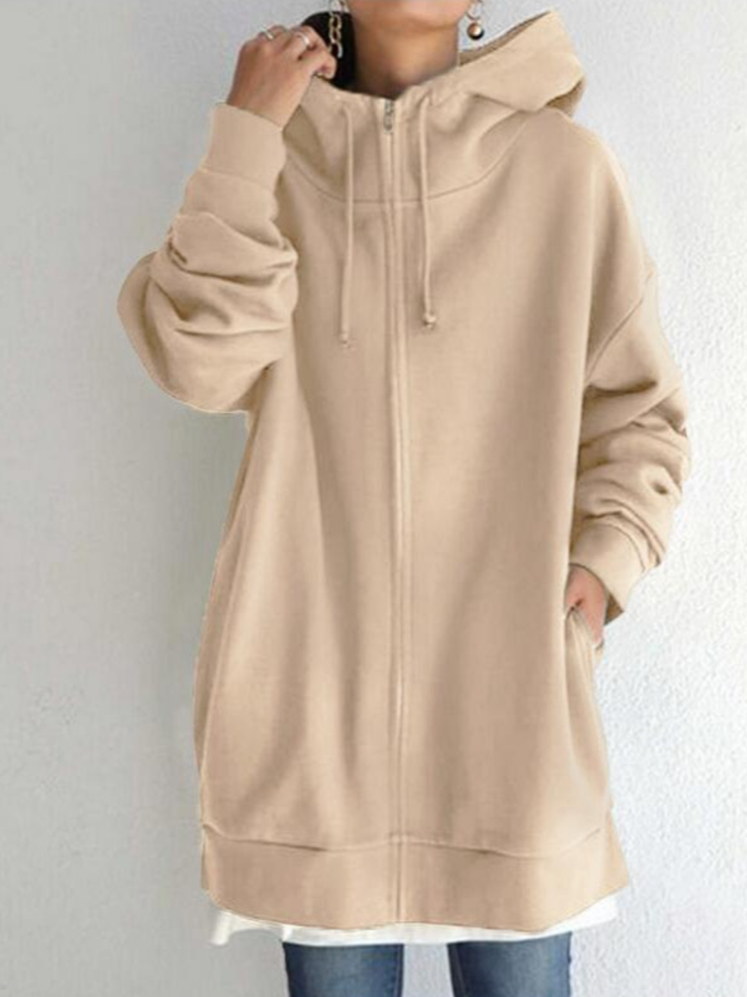 Womens Hooded Zip Sweater Lightweight Casual Fit - BritishMode