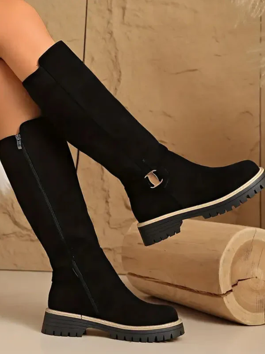 Womens Knee High Pull-On Boots Non-Slip Sole Comfortable Fit - BritishMode
