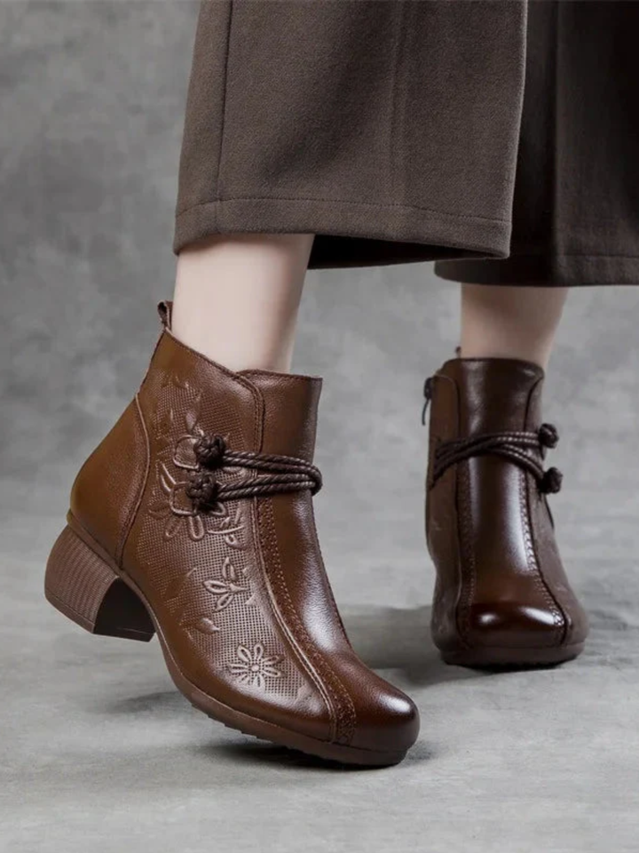 Womens Leather Ankle Boots with Zip Comfortable Everyday Fit - BritishMode