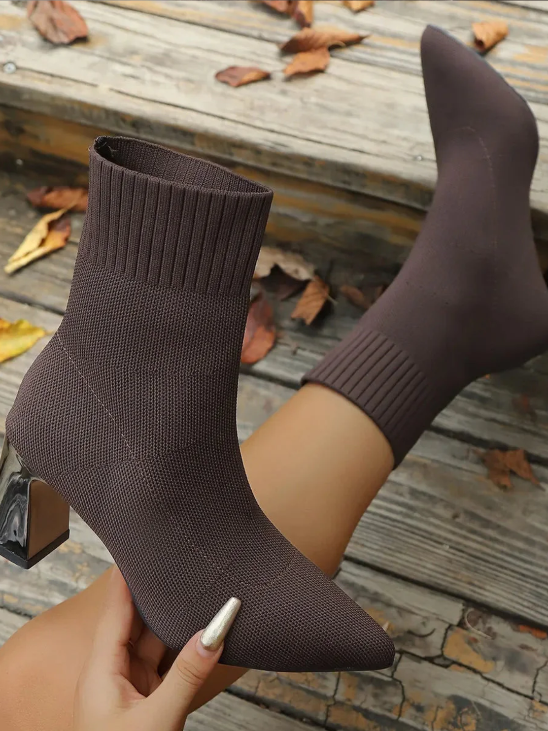 Womens Ankle Boots Pointed Toe Block Heel Casual Fit - BritishMode
