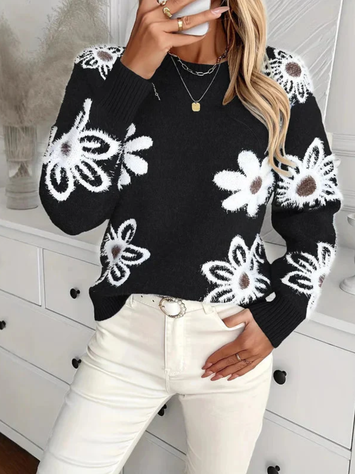 Womens Knit Pullover Polyester Sweater Relaxed Fit - BritishMode