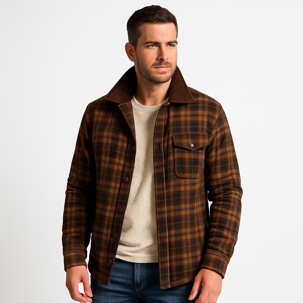Mens Flannel Shirt Jacket Sherpa Lined Relaxed Fit - BritishMode