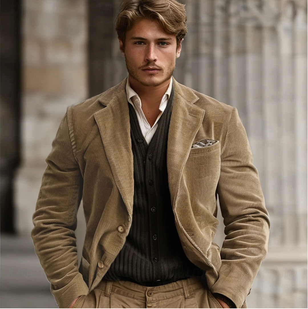 Mens Blazer Corduroy Blend Raised Rib Tailored Fit
