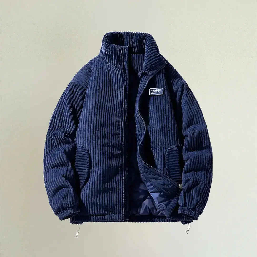 Womens Corduroy Blend Coat Quilted Body Structured Fit