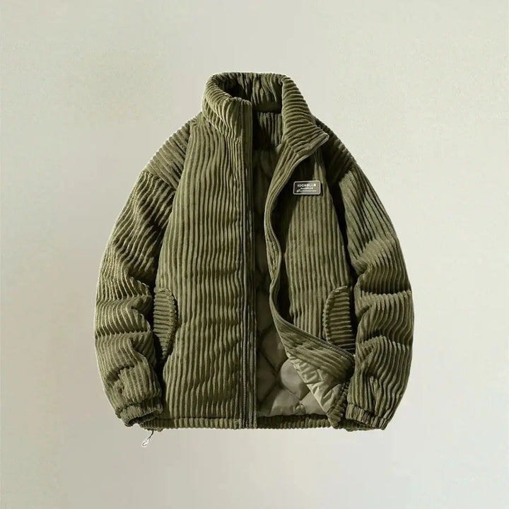 Womens Corduroy Blend Coat Quilted Body Structured Fit
