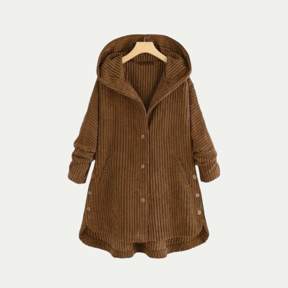 Womens Ribbed Knit Cardigan Hooded Longline Fit