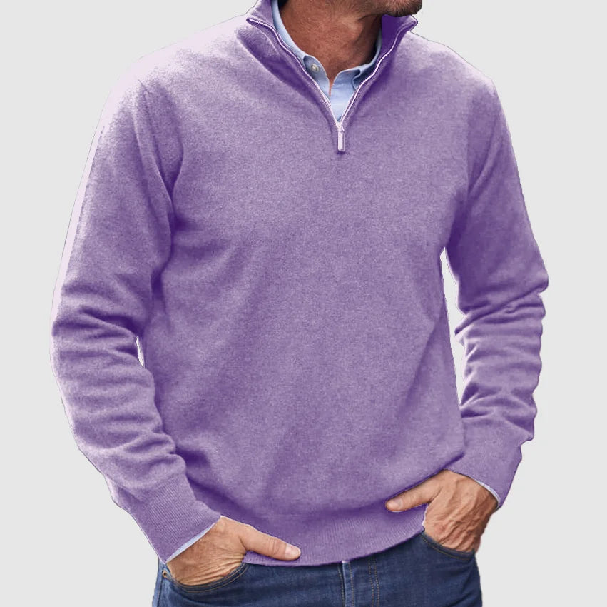 Mens Cashmere Knit Sweater Funnel Neck