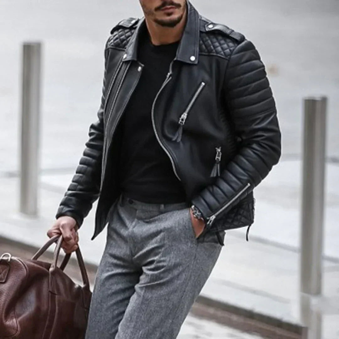 Mens Leather Jacket Durable Classic Fit