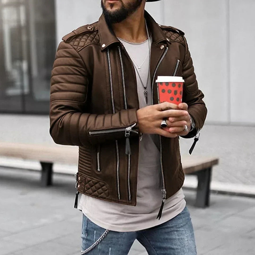 Mens Leather Jacket Durable Classic Fit