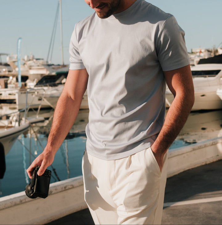 Mens Classic Crew Neck T-Shirt Soft Satin Touch