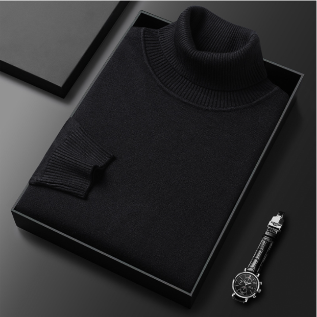 Mens Turtleneck Sweater Cashmere Cotton Blend