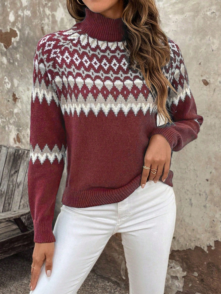 Womens Turtleneck Sweater Classic Fit Knit
