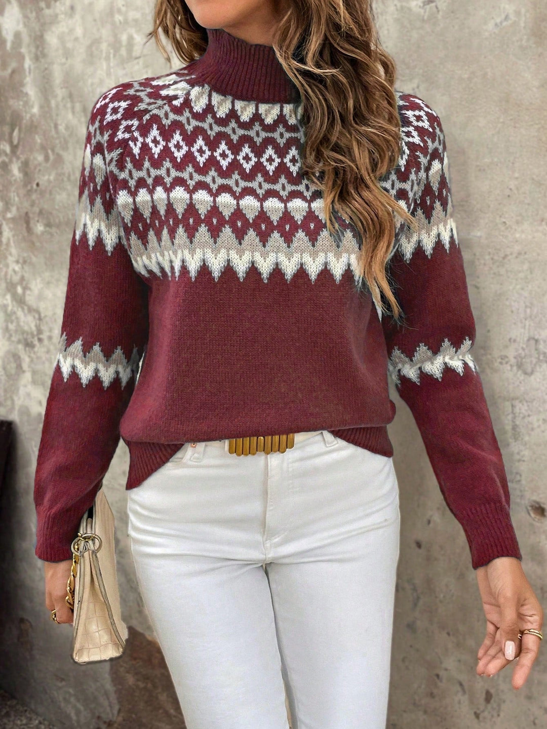 Womens Turtleneck Sweater Classic Fit Knit