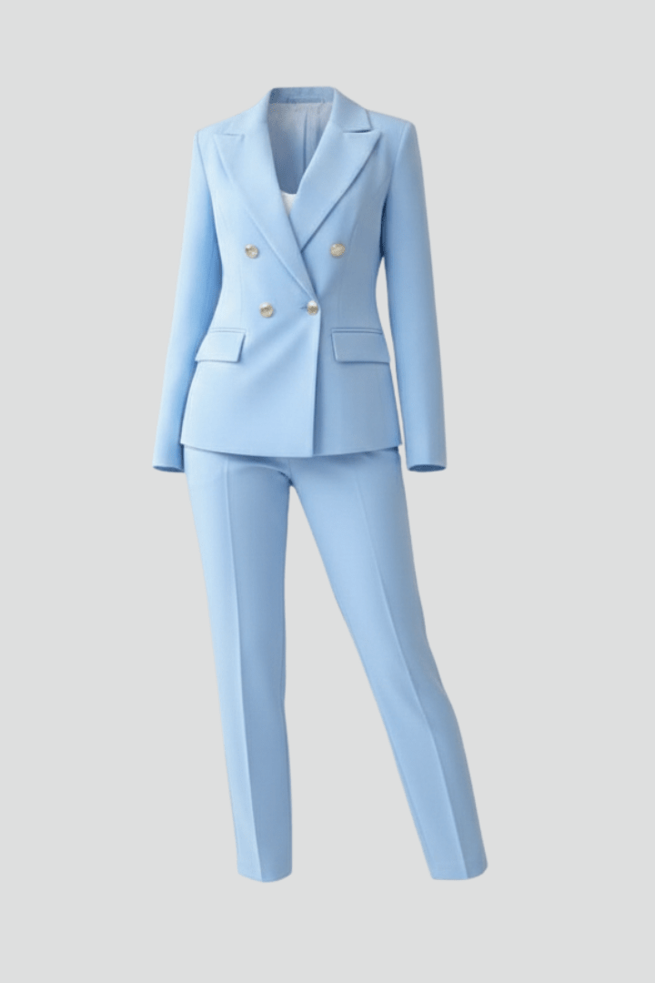Womens Double-Breasted Blazer and Trouser Suit Tailored Fit