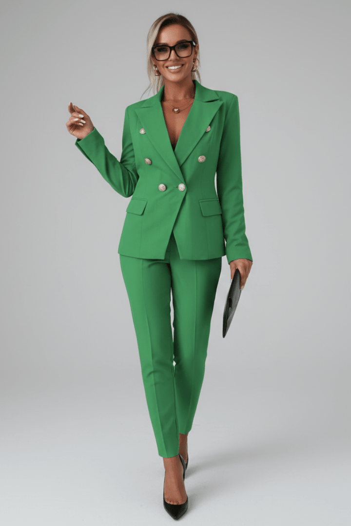 Womens Double-Breasted Blazer and Trouser Suit Tailored Fit