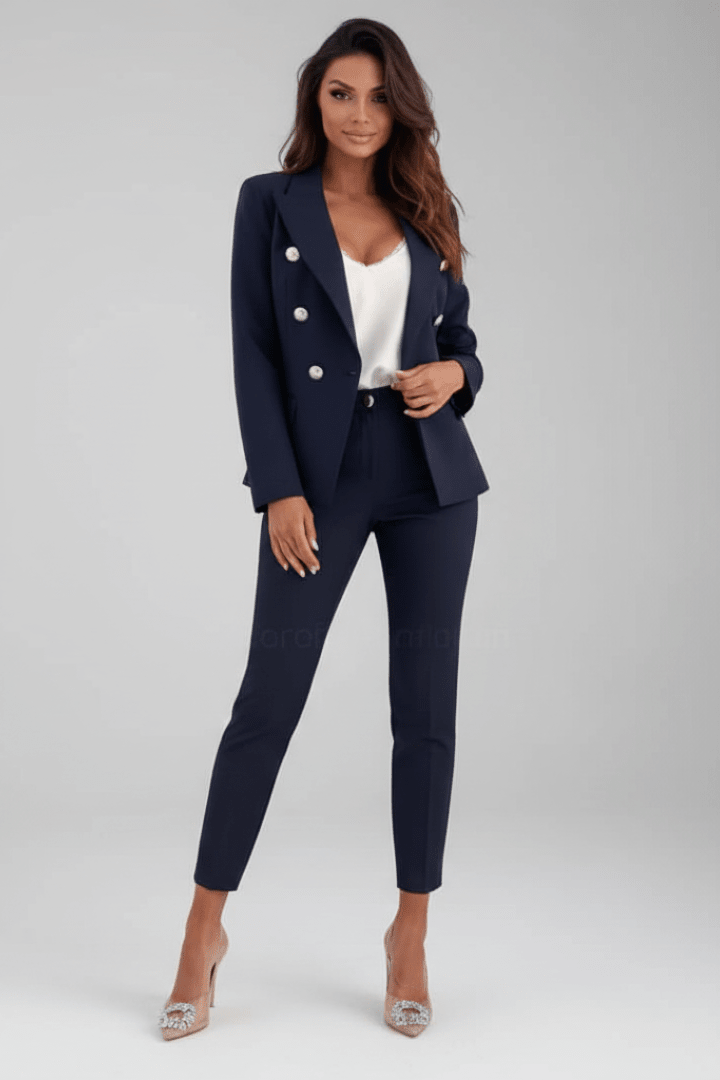Womens Double-Breasted Blazer and Trouser Suit Tailored Fit