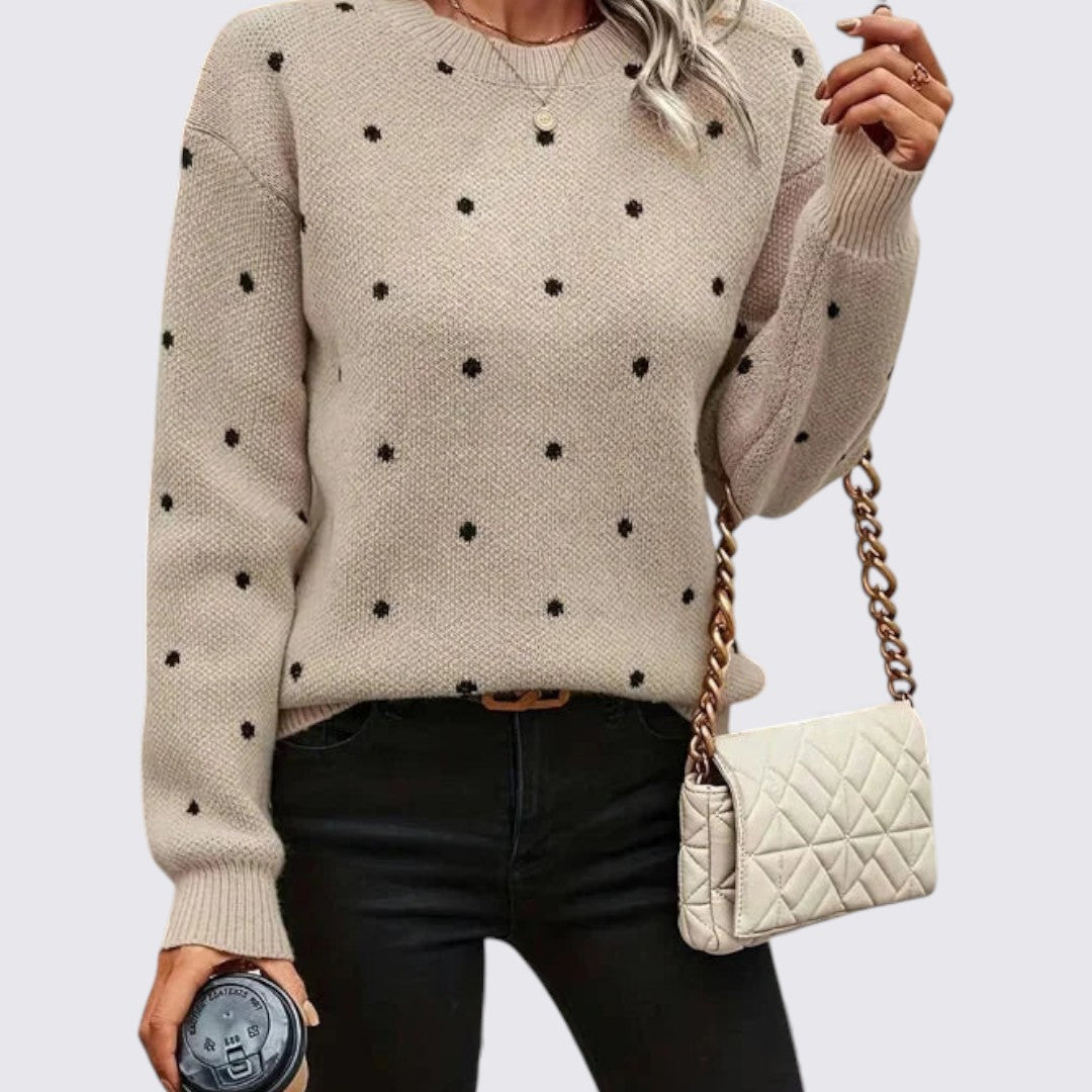 Womens Sweater with Polka Dot Pattern Regular Fit - BritishMode