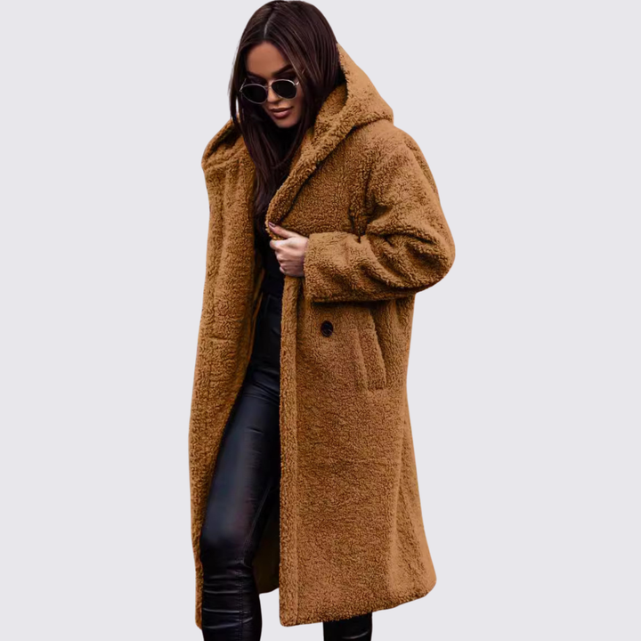 Womens Teddy Coat with Hood Relaxed Fit