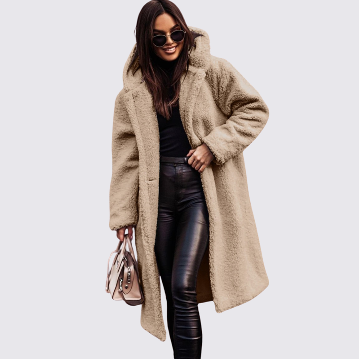 Womens Teddy Coat with Hood Relaxed Fit