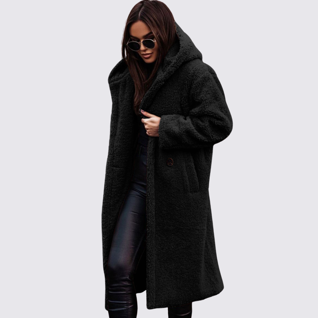 Womens Teddy Coat with Hood Relaxed Fit