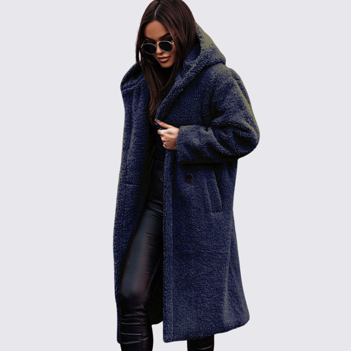 Womens Teddy Coat with Hood Relaxed Fit
