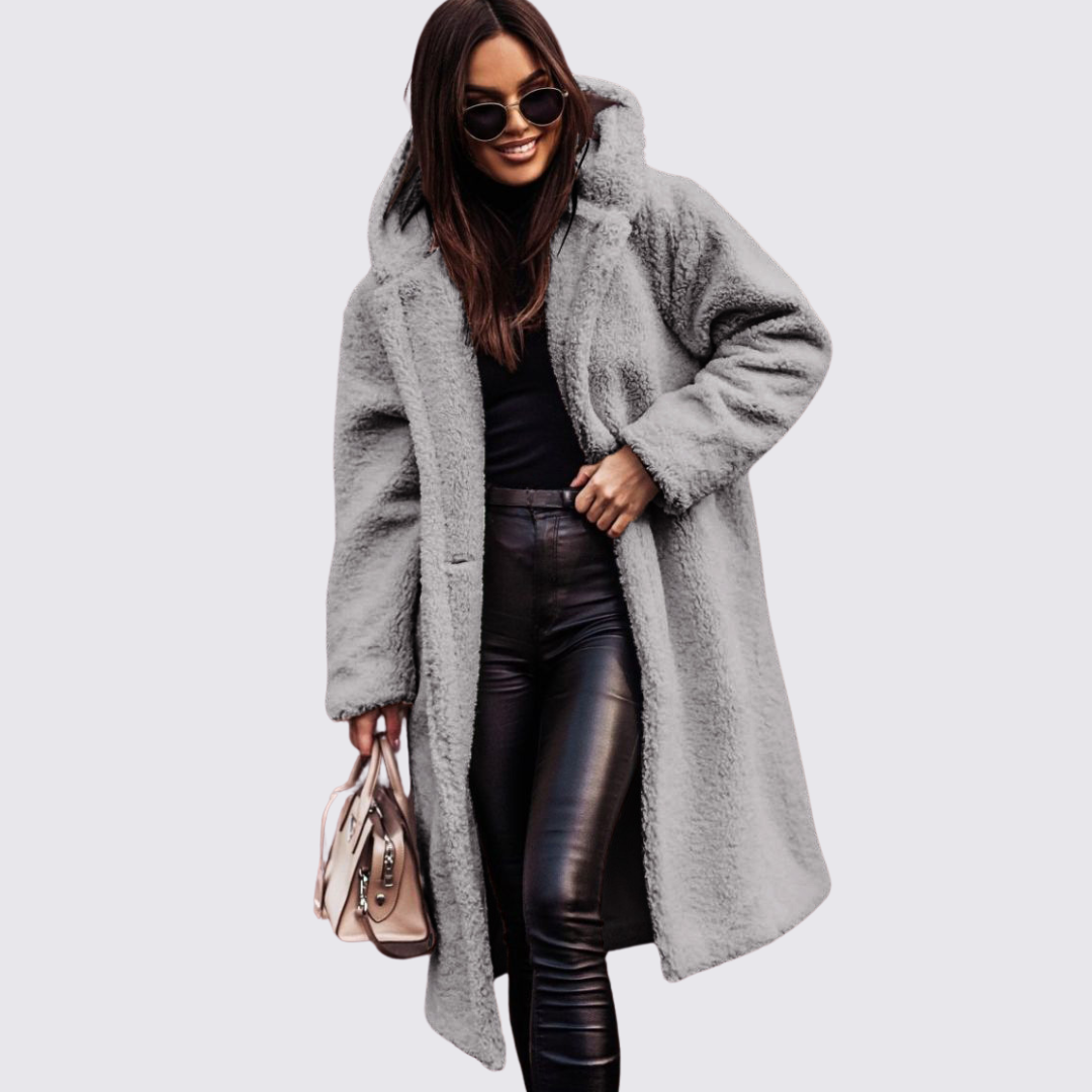 Womens Teddy Coat with Hood Relaxed Fit