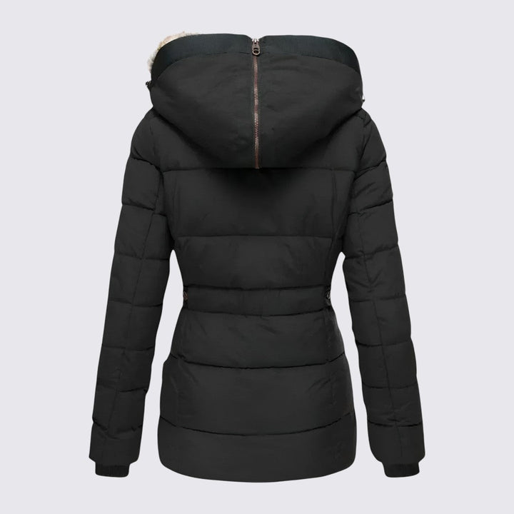 Womens Puffer Jacket with Faux Fur Trim Hooded